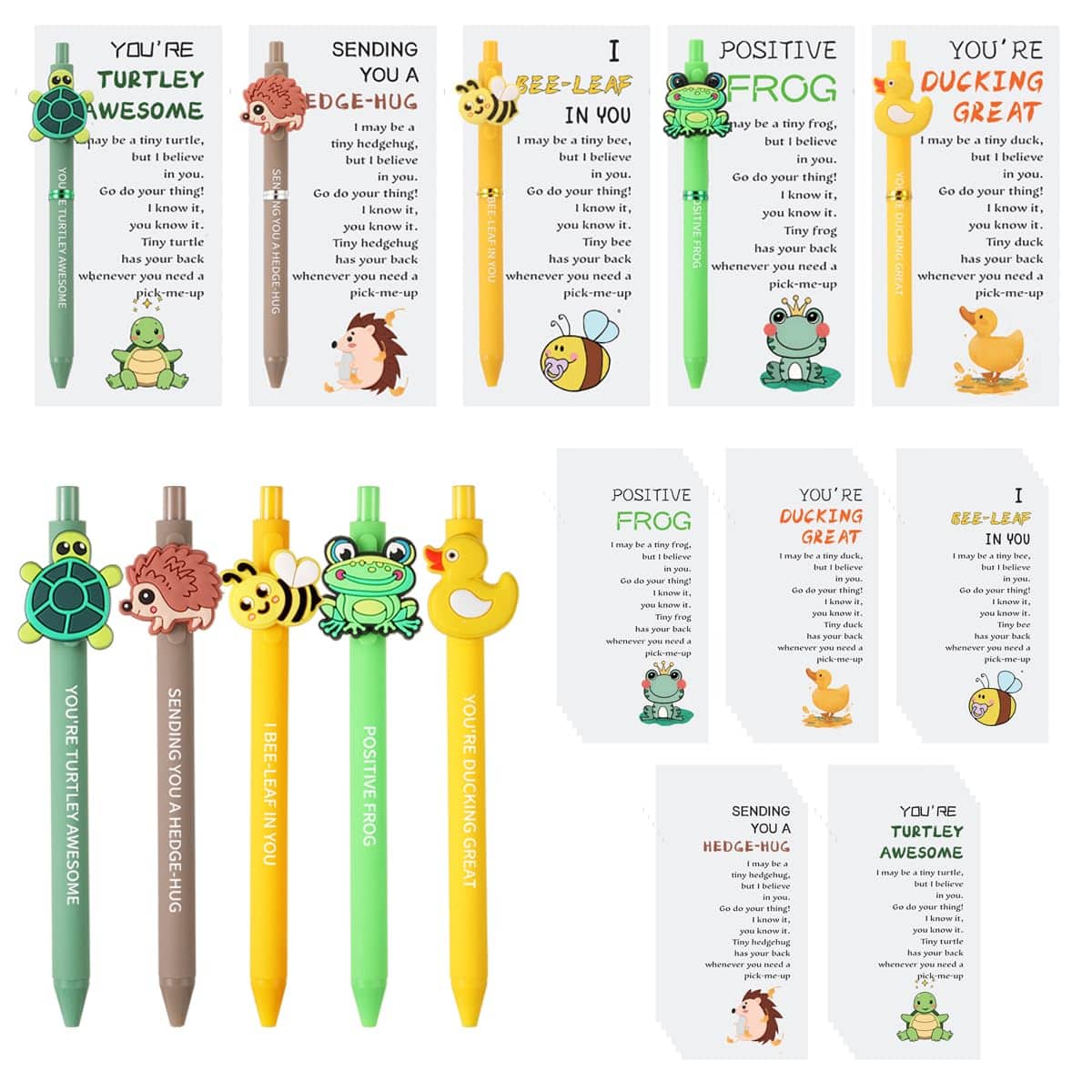 Paradigms Interiors - Employee Appreciation Gifts Bulk Funny Animal Thank You Ballpoint Pens With Motivational Cards Inspirational For Cowo...