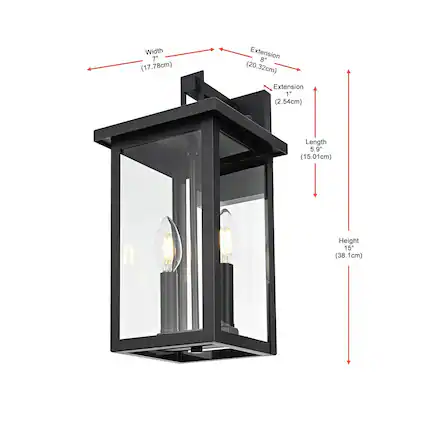 Width 7" (17.78cm)
Extension 8" (20.32cm)
Extension 1" (2.54cm)
Length 5.9" (15.01cm)
Height 15" (38.1cm)