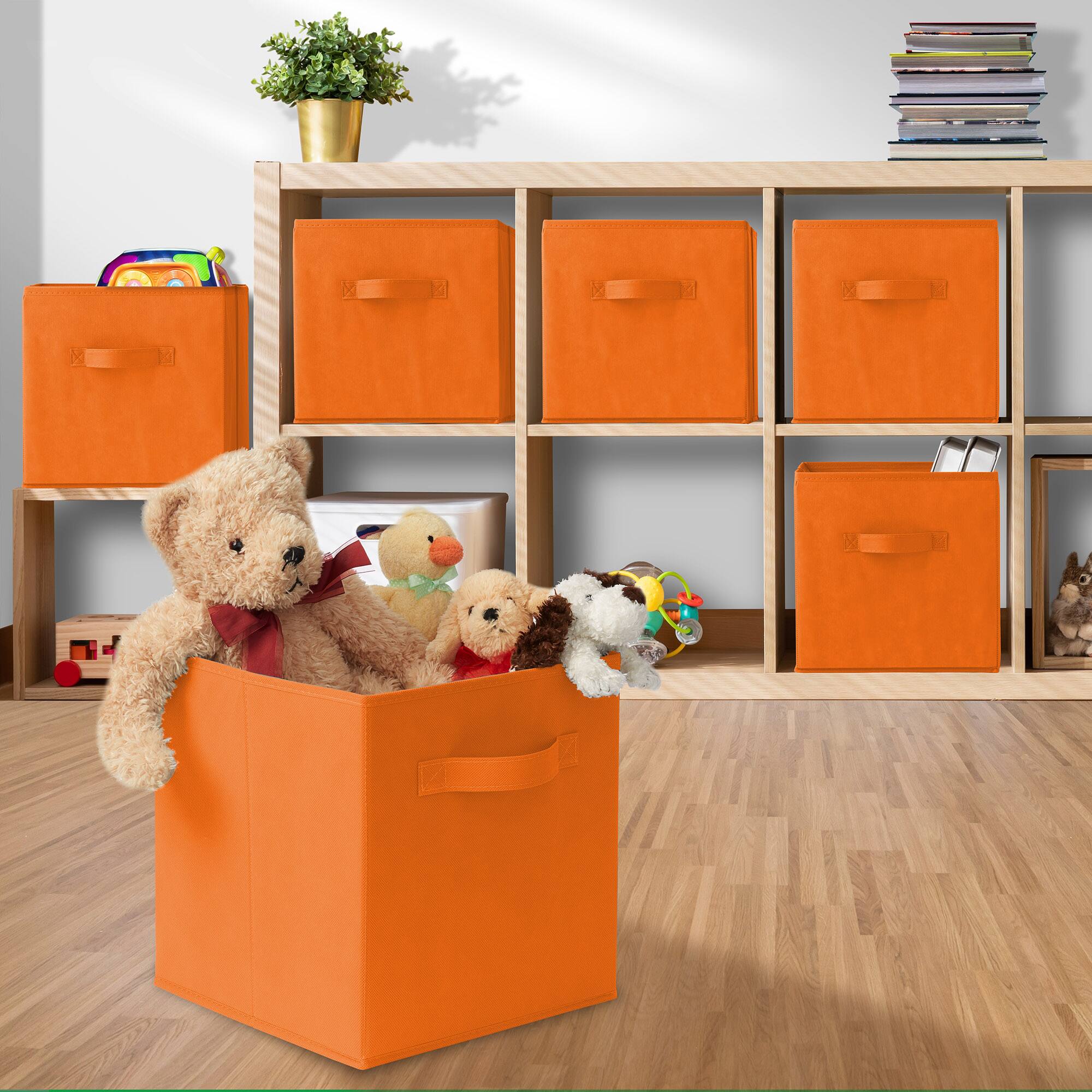 Alt View 4. Casafield - (Set of 6) Collapsible Fabric Cubes - Storage Bins - Orange.