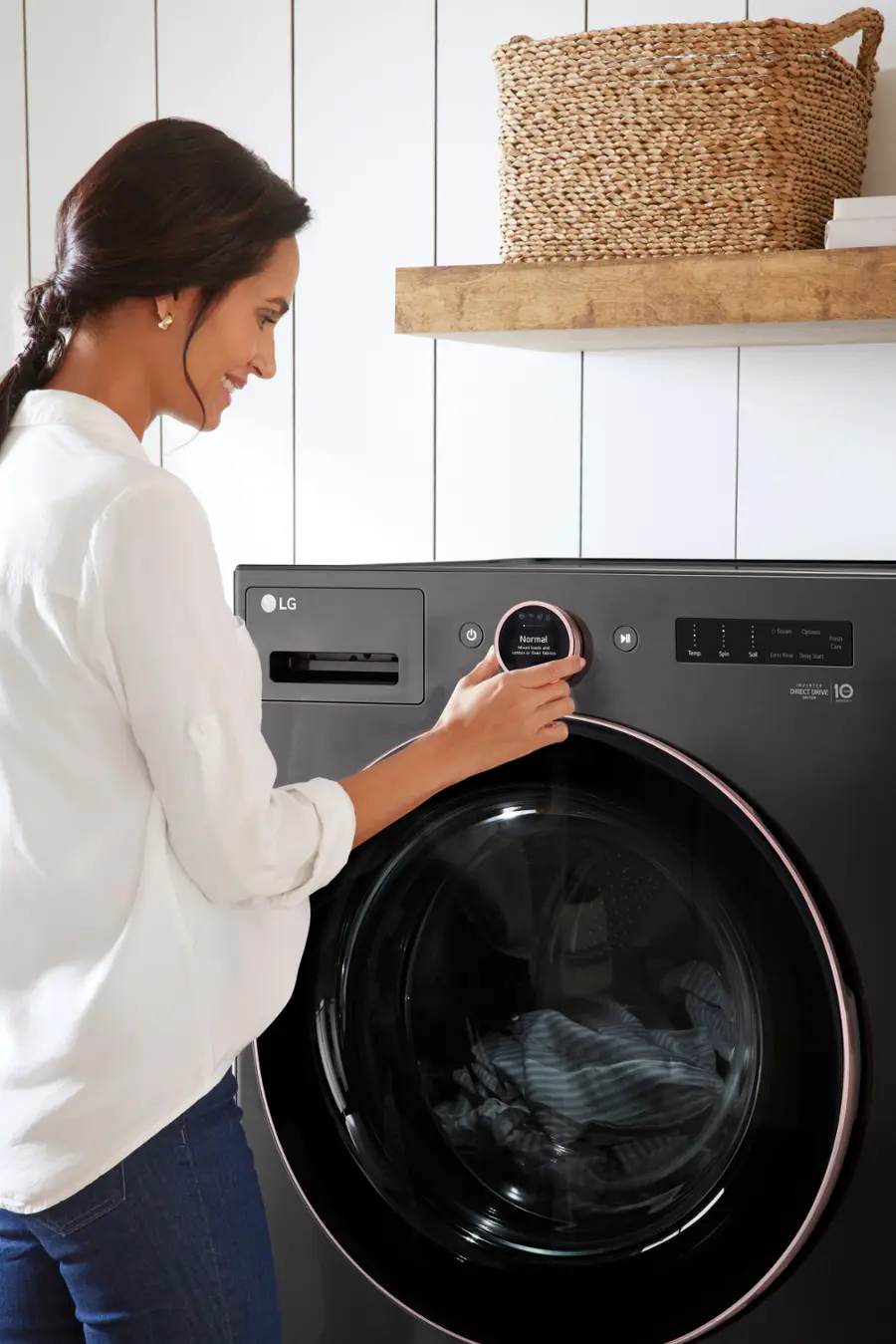 Lg Stackable Smart Washer LG 5.0 Cu. Ft. High Efficiency Stackable Smart Front Load Washer with ...