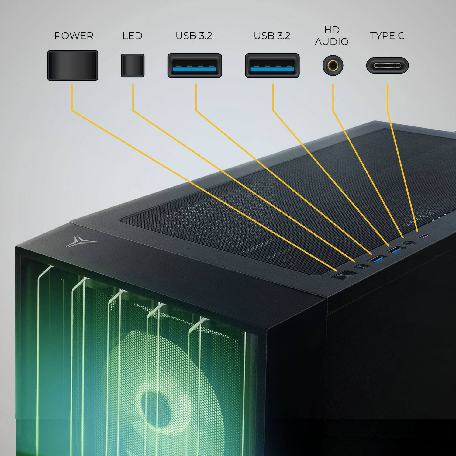 POWER LED USB 3.2 HD AUDIO TYPE C