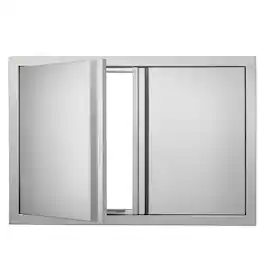 VEVOR - BBQ Access Door, 28W x 19H Inch Double Outdoor Kitchen Door, Stainless Steel Flush Mount Door, Wall Vertical Door - Stainless Steel Color