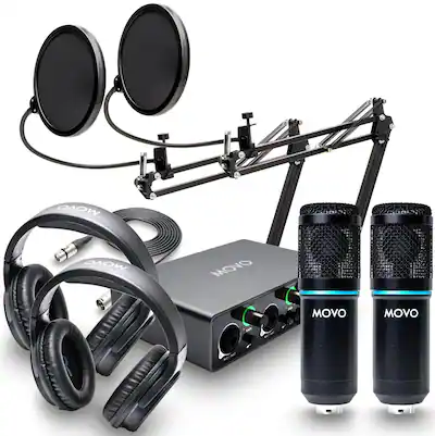MOVO PodKit2AH Podcast Equipment Bundle for 2 Condenser Microphone Kit with USB Audio Interface for Computers PodKit2AH - Best Buy MOVO PodKit2AH Podcast Equipment Bundle for 2 Condenser Microphone Kit with USB Audio Interface for Computers PodKit2AH - Best Buy