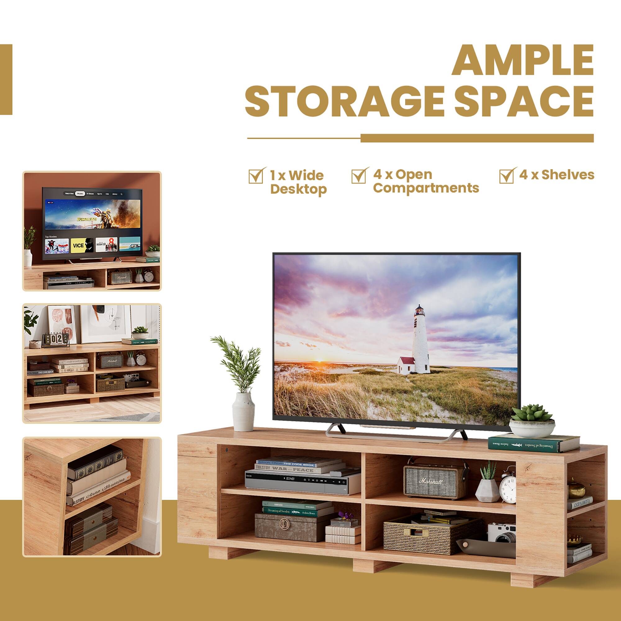 Ample Storage Space: 1x Wide 4 x Open Desktop Compartments 4 x Shelves.