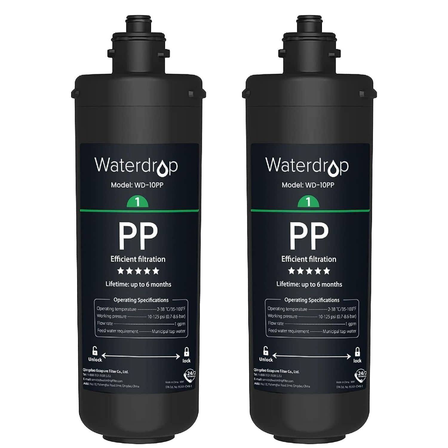 WD-10PP Under Sink Water Filter, Replacement for Waterdrop TSA & TSB &TSB-CM - Black