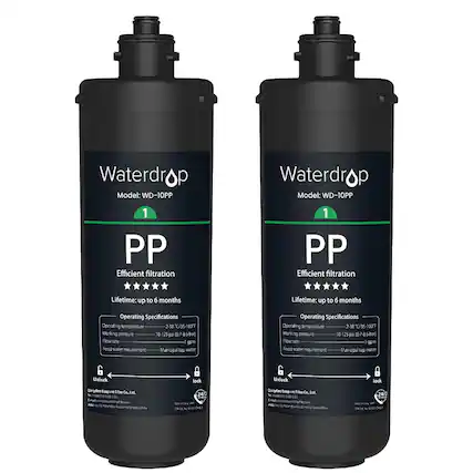 Waterdrop Model: WD-10PP
1 PP Efficient filtration
Lifetime: up to 6 months
Operating Specifications
Operating temperature: 2-38°C/35-100°F
Working pressure: 10-125 psi (0.7-8.6 bar)
Flow rate: 1 gpm
Feed water requirement: Municipal tap water
Unlock lock
Qingdao Ecopure Filter Co., Ltd.
Made in China
24/7 Ohode