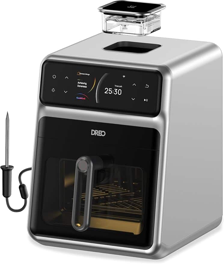 Dreo - ChefMaker Combi Fryer, Cook like a pro with just the press of a button, 3 professional cooking modes, 6 QT - Silver