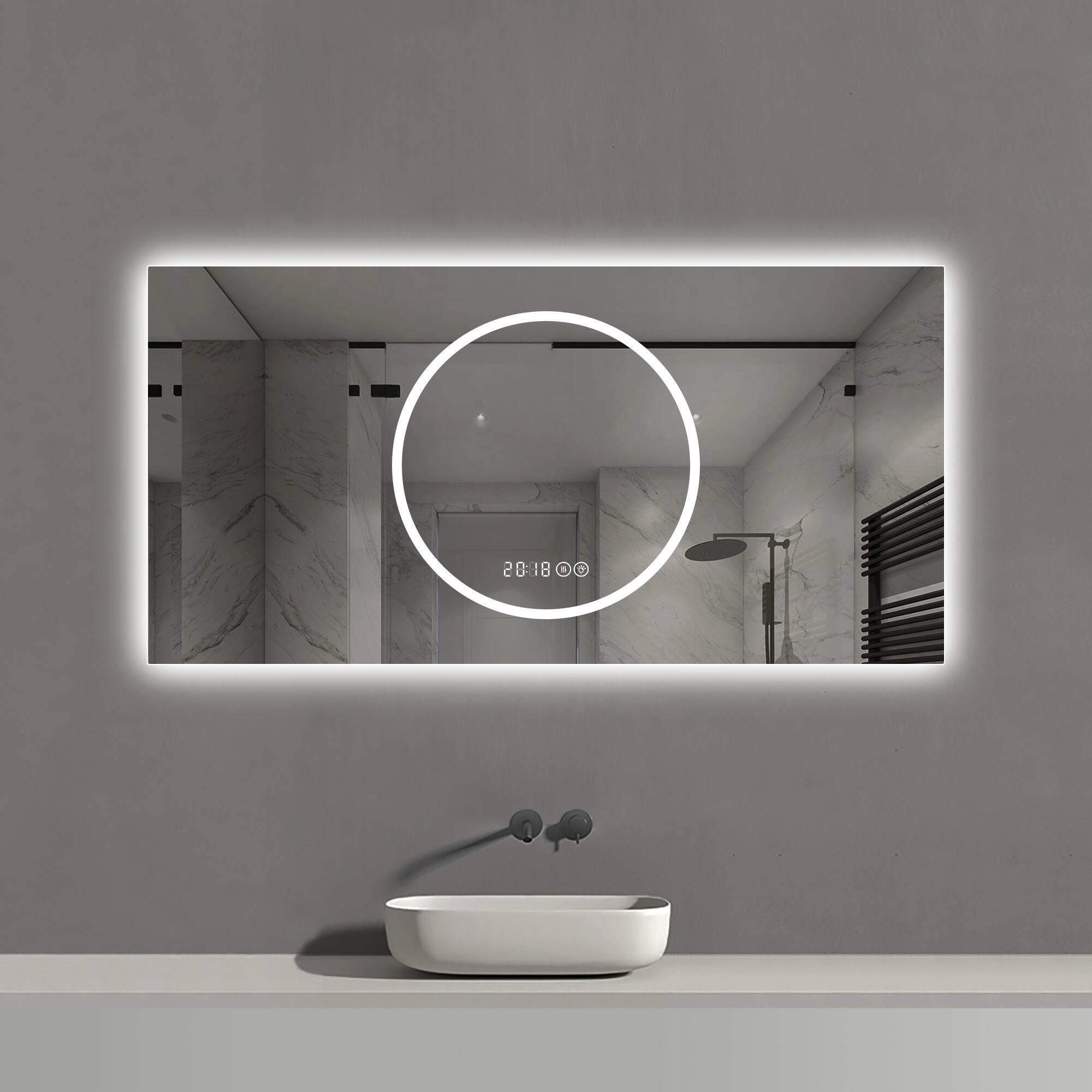 Alt View 1. Boyel Living - 48 by 24 Inch Bathroom Mirror with LED Lights Anti Fog Lighted Vanity Mirror.