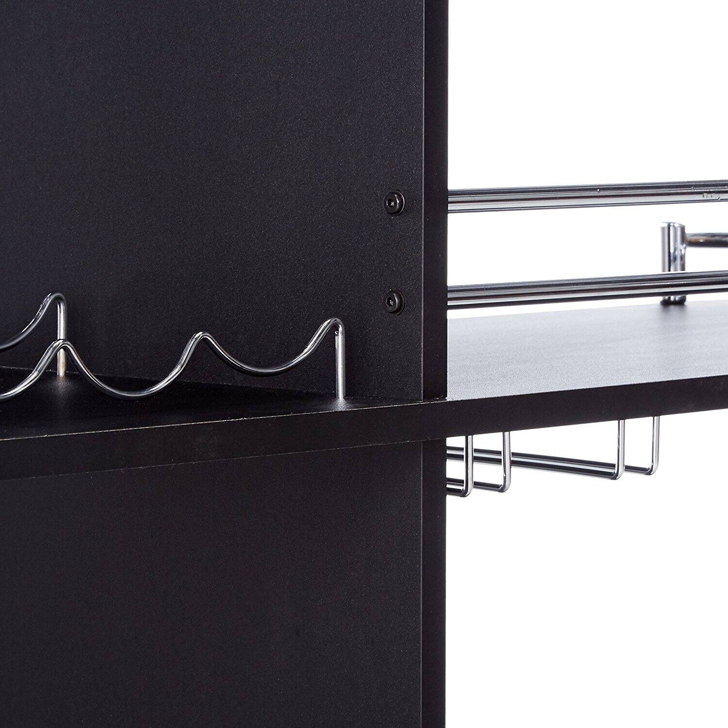 Alt View 1. Kings Brand Furniture - Kings Brand Furniture Bar Table with Two Tempered Glass Shelves and Wine Rack - Black.