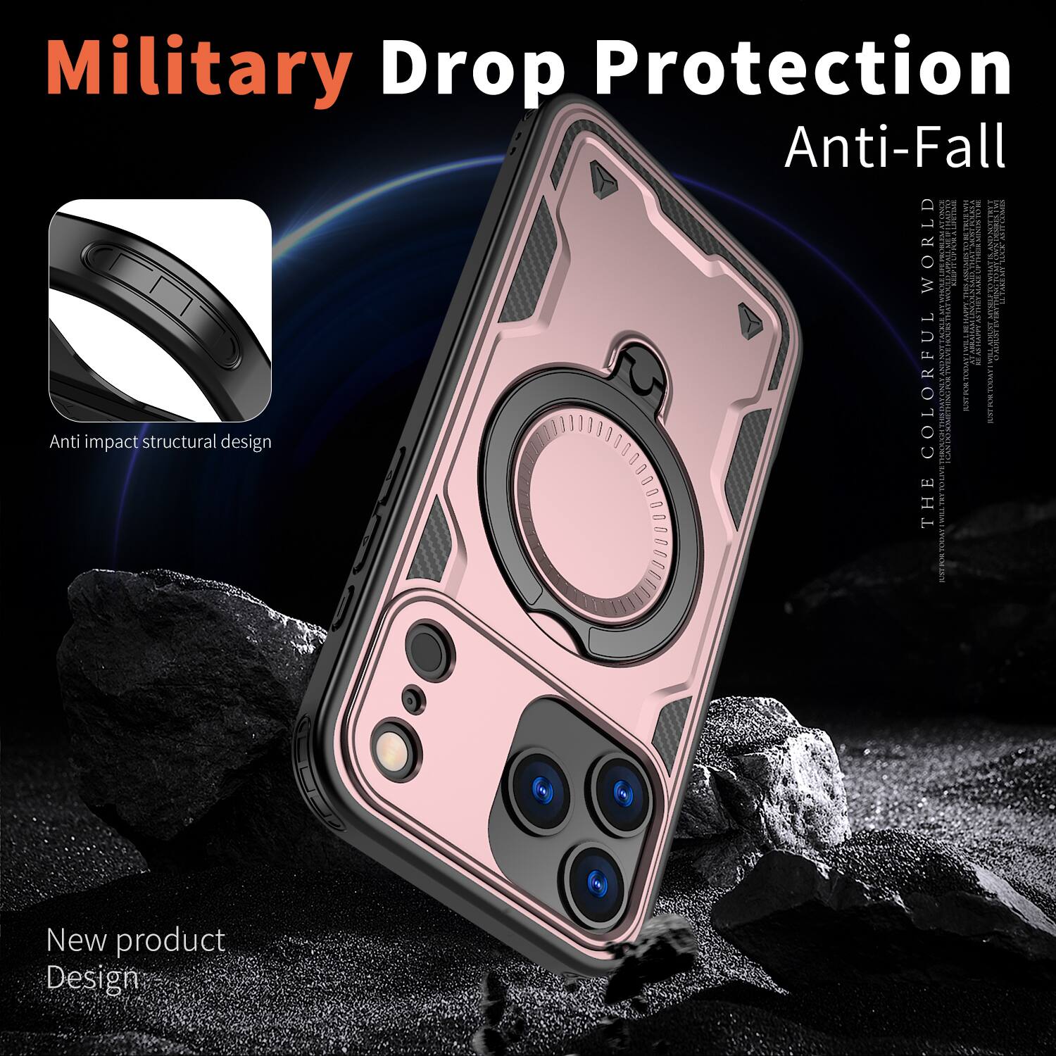 Military Drop Protection Anti-Fall

Anti impact structural design

New product Design

COLORFUL

THE TREND
