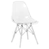 Front. LeisureMod - Dover Modern Acrylic Accent Side Chair with Eifel Design Legs for Dining Room, Kitchen and Home Office - Clear.