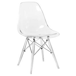 LeisureMod - Dover Modern Acrylic Accent Side Chair with Eifel Design Legs for Dining Room, Kitchen and Home Office - Clear
