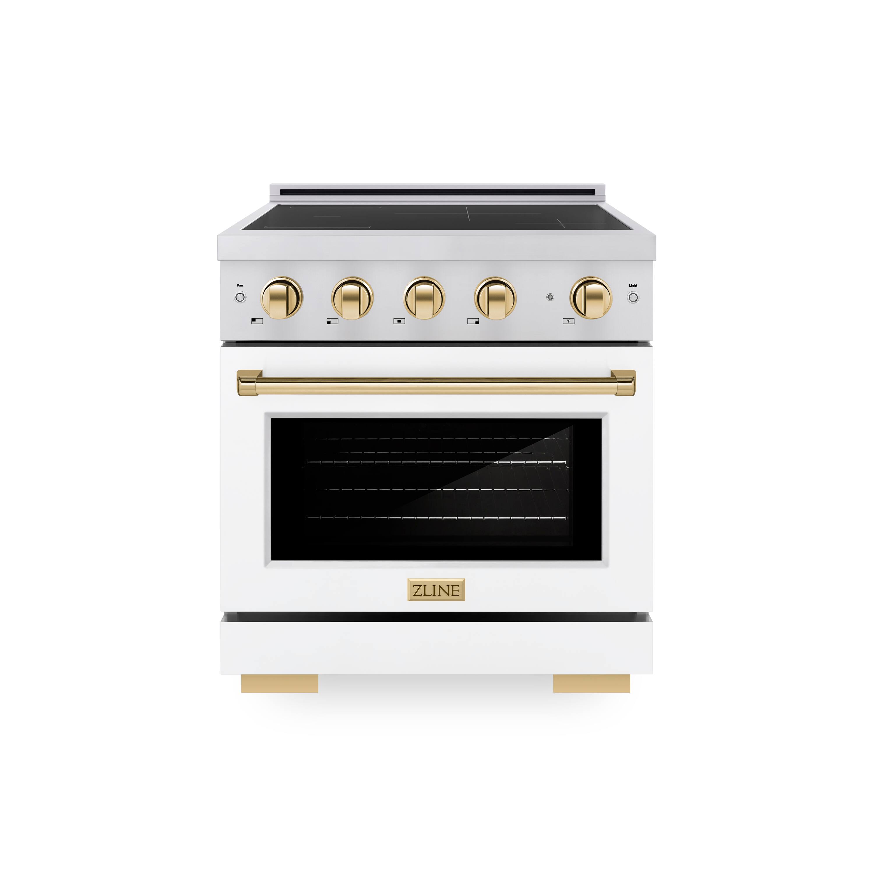 ZLINE - Autograph 30 in. 4.2 cu. ft. Paramount Freestanding Induction Range with 4 Burners and Gold Accents with White Door - Matte White price history on PriceWatchPro