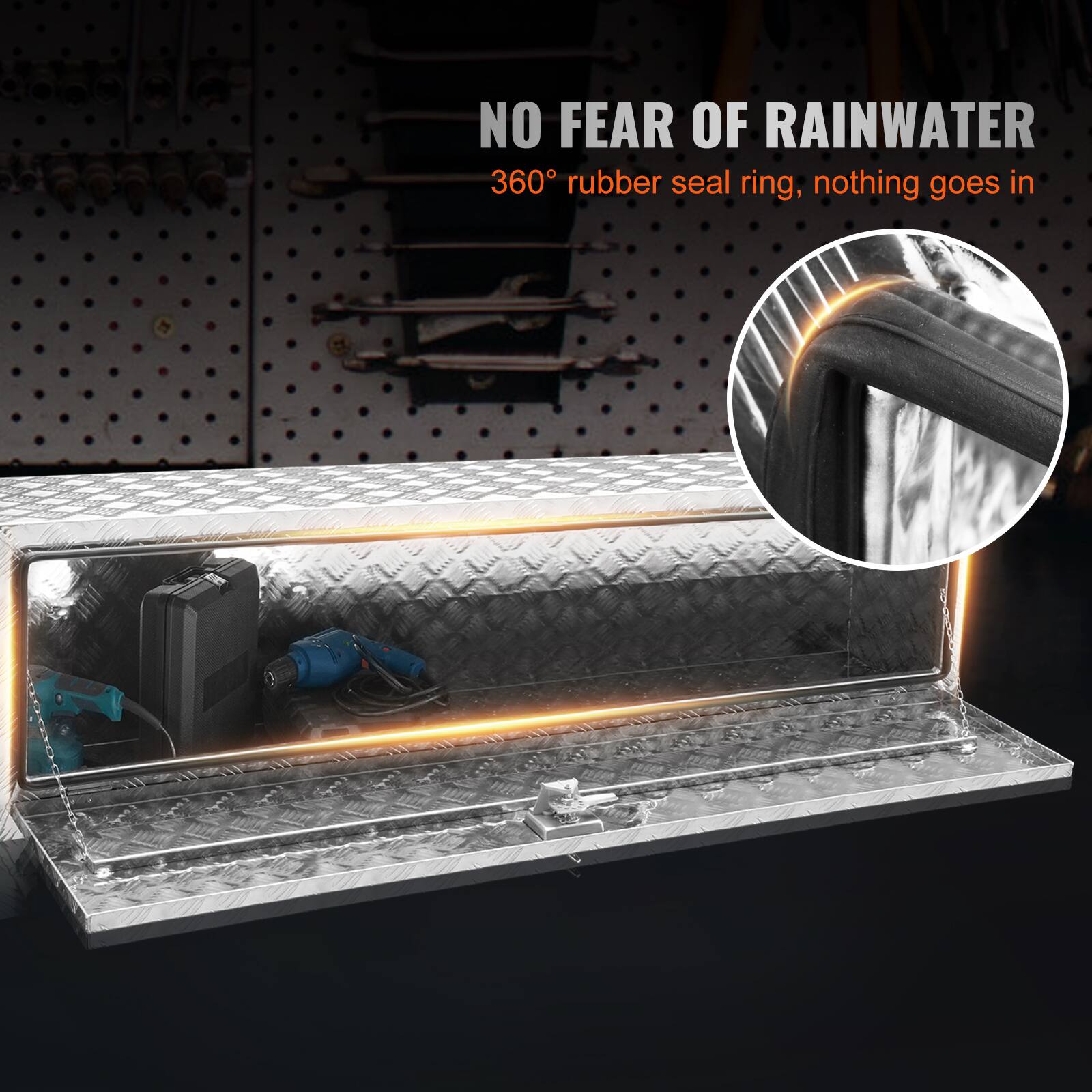 NO FEAR OF RAINWATER
360° rubber seal ring, nothing goes in