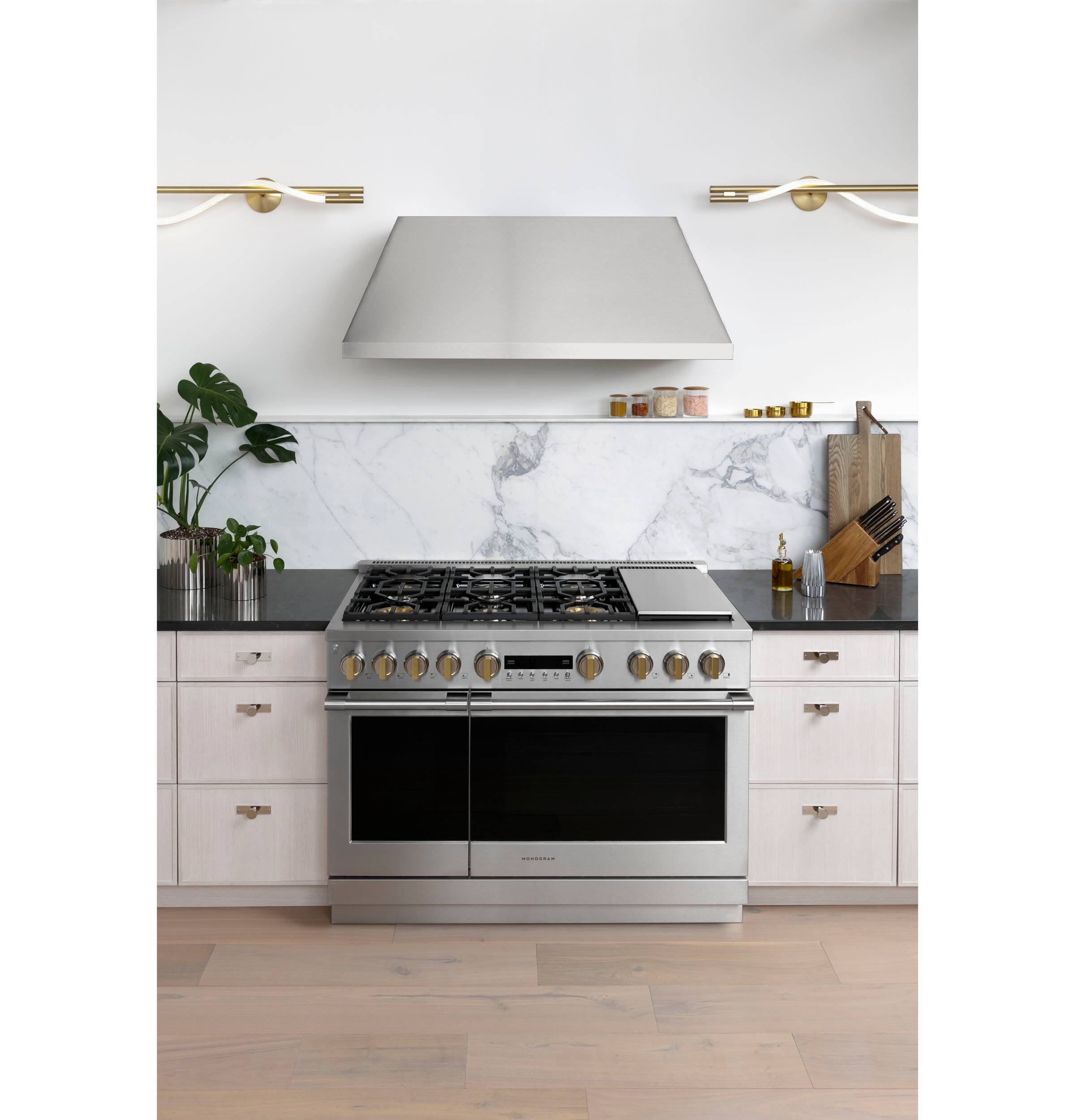 Alt View 19. Monogram - 8.9 Cu. Ft. Freestanding Double Oven Gas Convection Range with Steam Cleaning and 6 Versatile Gas Burners - Stainless Steel.