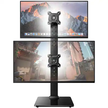 Front. Hirose Alice - Dual Monitor Stand Vertical Mount For Two Screens 13 To 34 Inch Freestanding Riser With Swivel Tilt Rotation - Default.