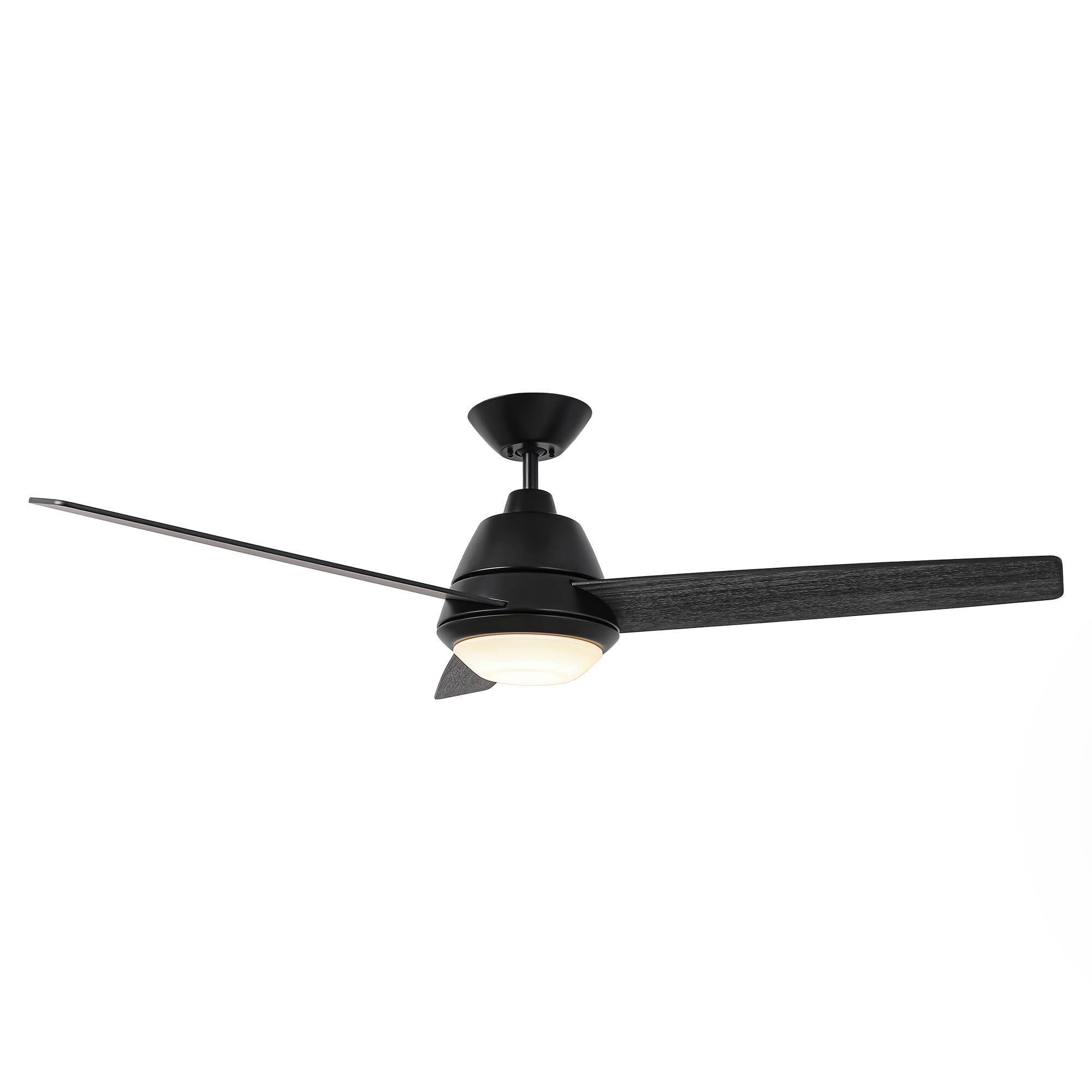Alt View 1. Parrot Uncle - 52" Modern Black Wooden Ceiling Fan with LED Light and Remote - Barbeque Black.