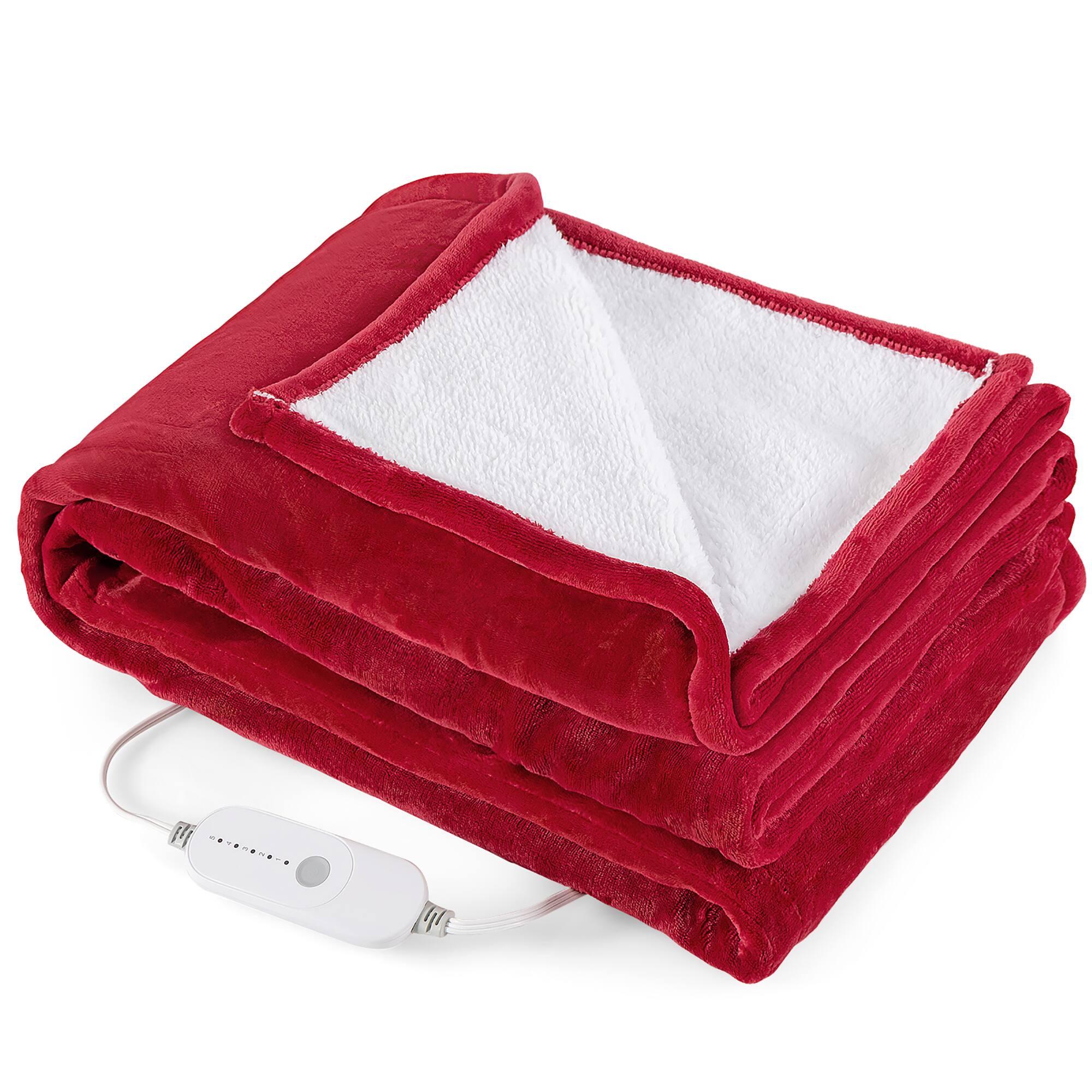 Alt View 12. Costway - Heated Blanket  Throw with 5 Heating Levels 10 Hours Auto-Off 84'' x 62'' - Red.