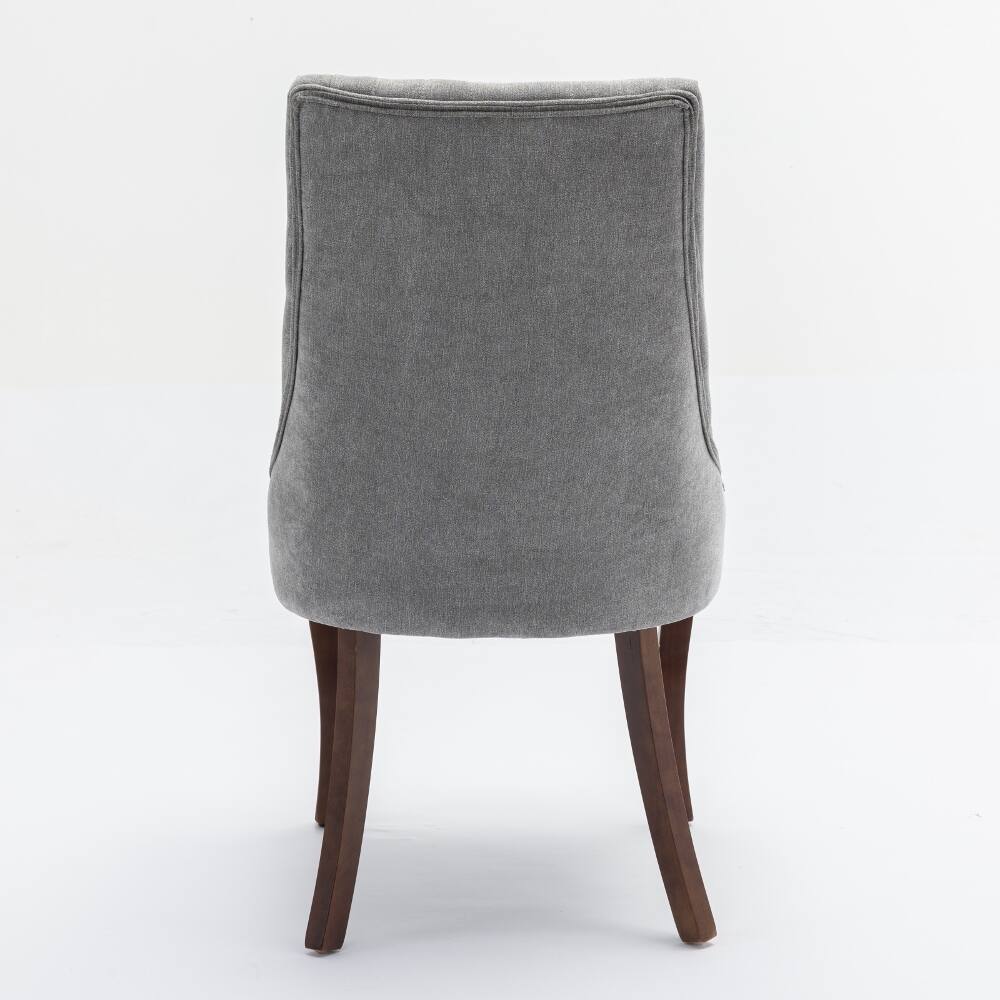 Alt View 3. Loheer - Loheer Gray Dining Chairs Set of 2 Upholstered High Back Fabric Kitchen Chairs with Solid Wood Legs - Gray.