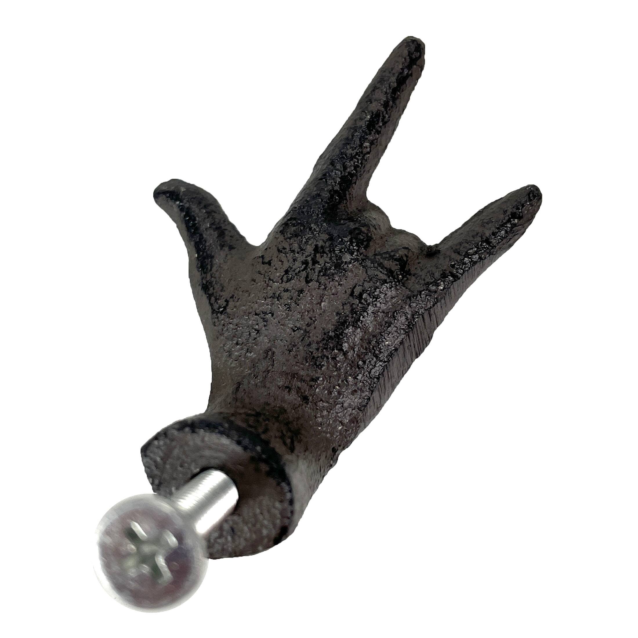 Alt View 8. Zeckos - Set of 6 Black Cast Iron Hand Cabinet Knobs SLA Rustic Drawer Pulls - Black.