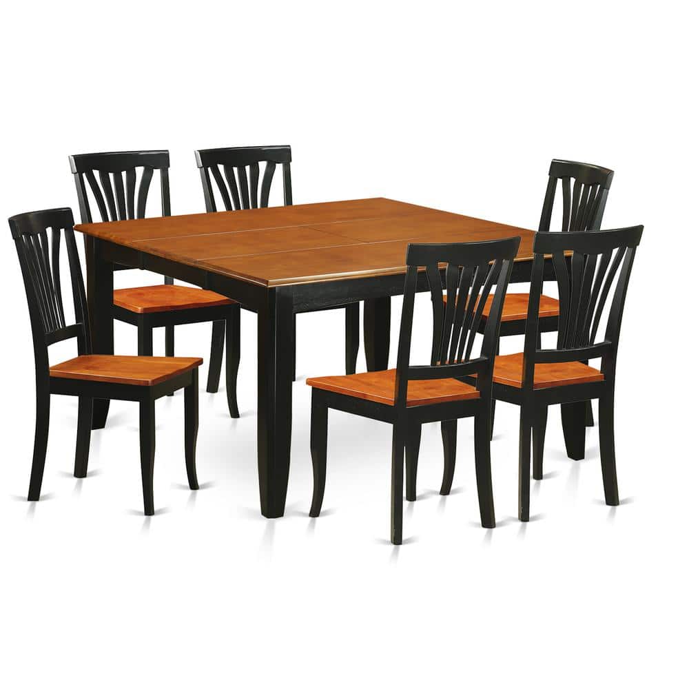 East West Furniture - 7 PC Dining room set-Dining Table and 6 Wooden Dining Chairs - Black & Cherry price history on PriceWatchPro