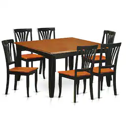 East West Furniture - 7 PC Dining room set-Dining Table and 6 Wooden Dining Chairs - Black & Cherry