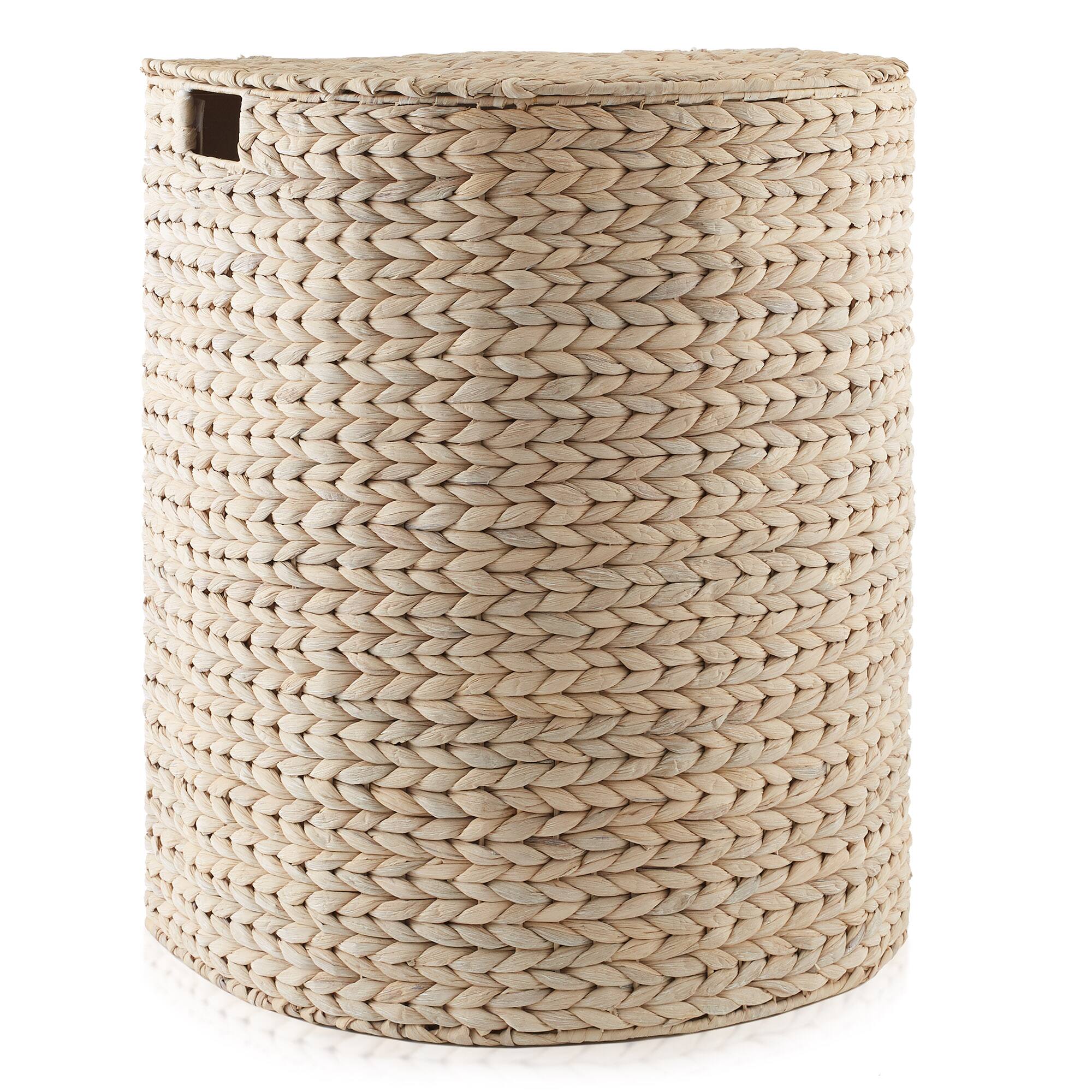 Alt View 3. Casafield - Half Moon Laundry Hamper Basket w/ Lid and Removable Liner for Clothes - Whitewash.