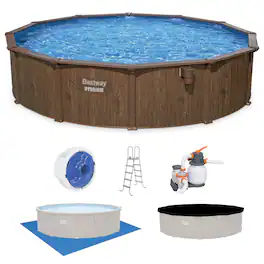 Bestway - Hydrium 18' x 52" Round Steel Wall Above Ground Swimming Pool Set - Brown