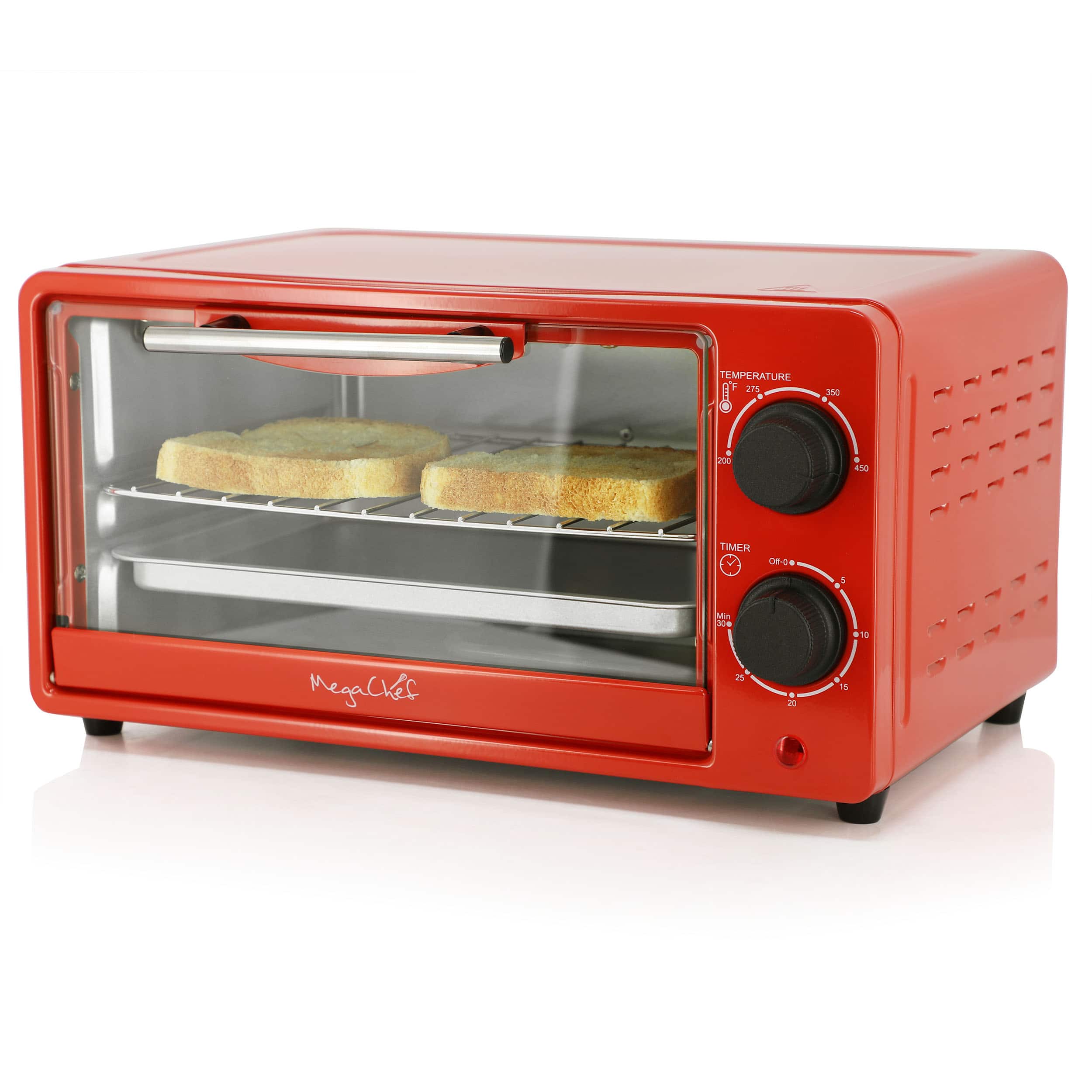 MegaChef - 9.5 Quart Electric Counter Top Toaster Oven in Candy - Red