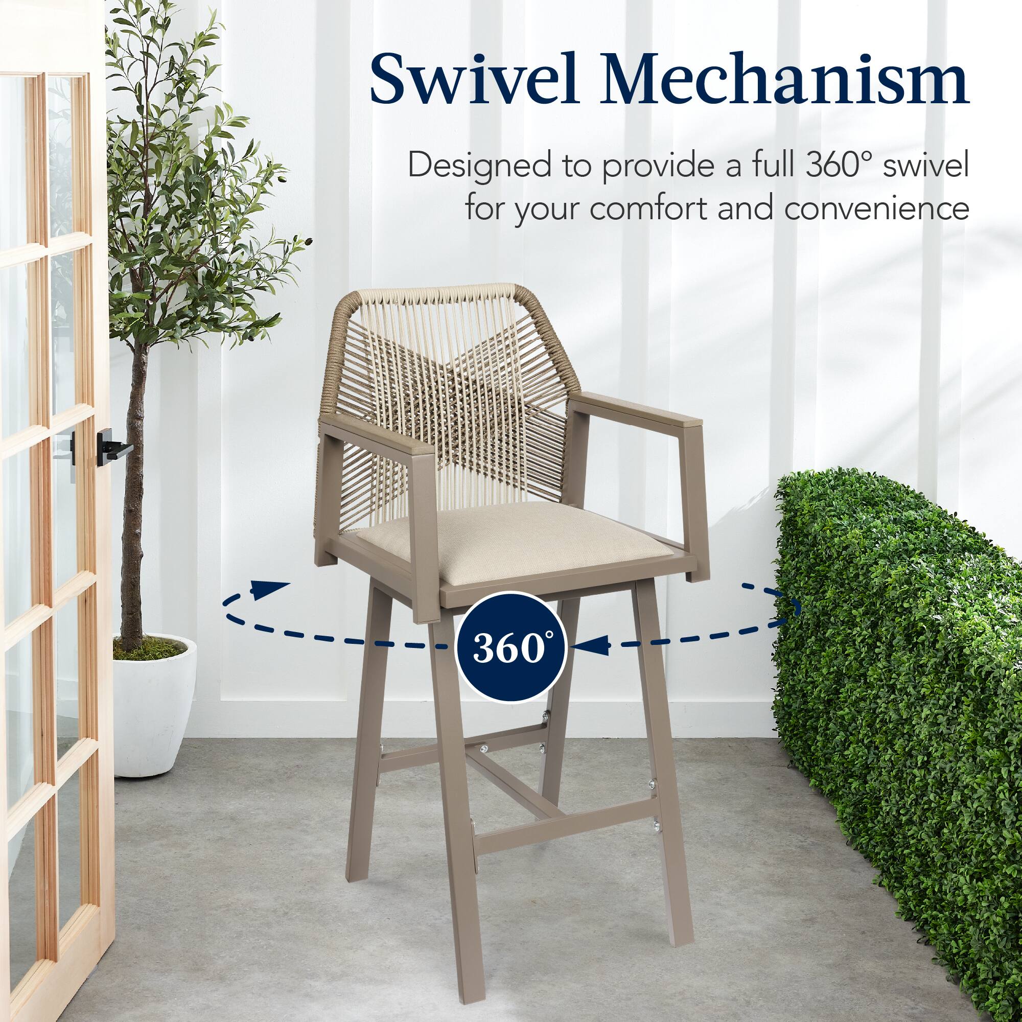 Swivel Mechanism  
Designed to provide a full 360° swivel for your comfort and convenience  

360°