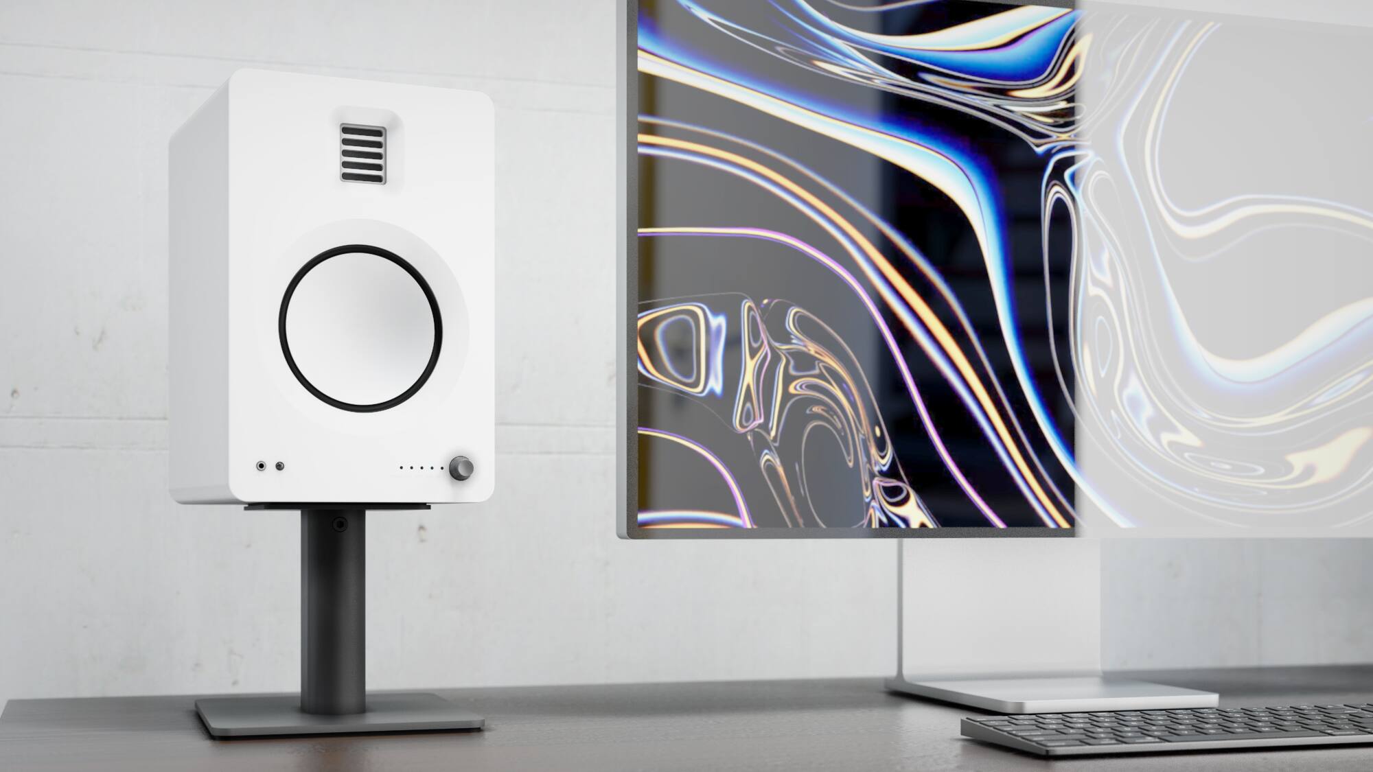 Alt View 5. Kanto - 6" Universal Desktop Speaker Stands with Cable Management, Pair - Black.