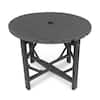 Front. Fortune Candy - 35.4" HDPE Outdoor Dining Table, Patio Round Folding Table with Umbrella Hole, All Weather-Resistant for Backyard & Deck - Gray.