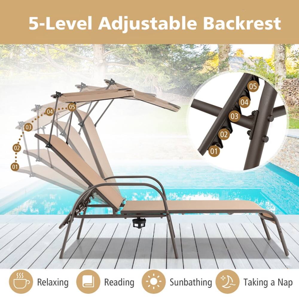 5-Level Adjustable Backrest

05 04 03 02 01

Relaxing Reading Sunbathing Taking a Nap