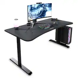 Respawn Products - RESPAWN 1063 - PC Gaming Desk with Cable Management - 63 Inch Ergonomic Full Desk Mouse Pad Office Computer Desk - Black
