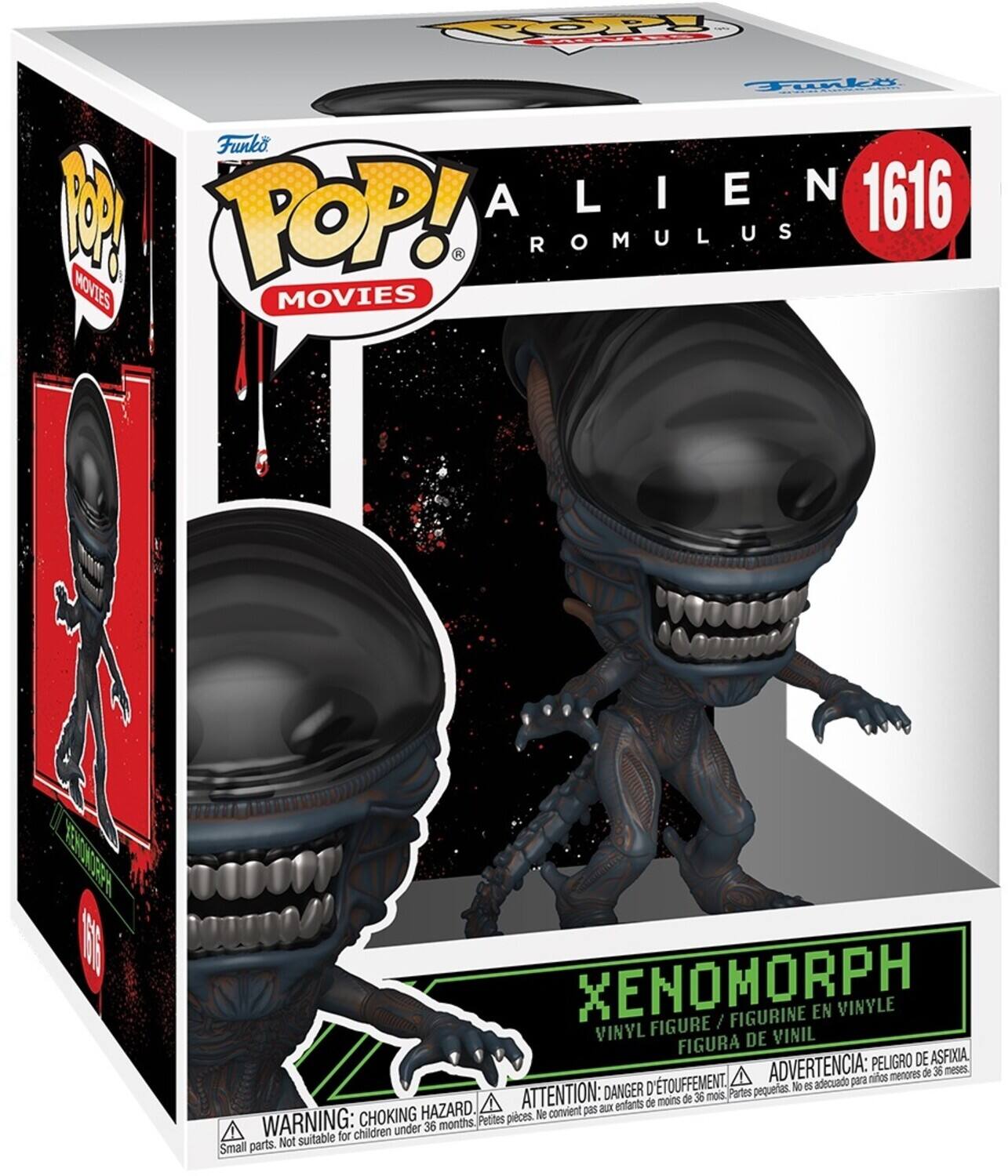P P Twki n Funko M TOP! ALIEN 1616 R ROMULUS MOVIES MOVIES I H XENOMORPH / FIGURINE EN VINYLE VINYL FIGURE VINIL FIGURA DE PELIGRO DE ASFIXIA D'TOUFFEMENT ADVERTENCIA: adecuado para mios menores de 36 meses DANGER pequeras. No es ATTENTION: de 36 mois Partes entants de moins HAZARD. convient pas aux CHOKING pieces. Ne WARNING: 35 months Pettes for children under parts. Not suitable Small