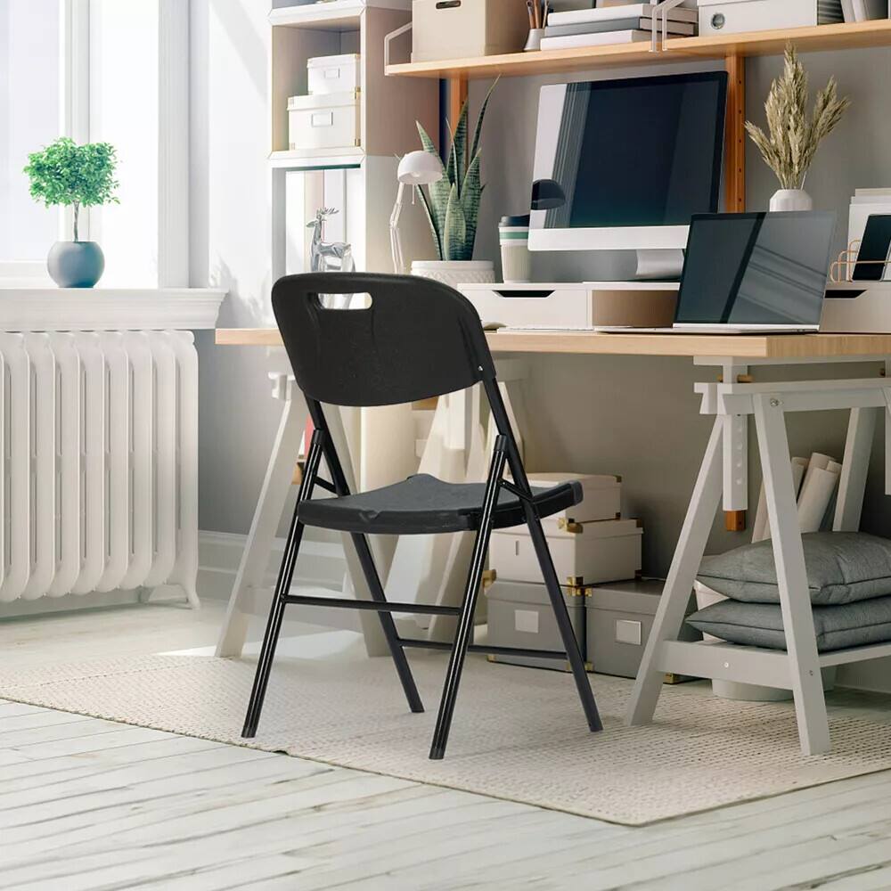 Alt View 4. Essen Blissed - Durable Sturdy Blow Moulding Folding Chair Capacity for Event Office Wedding Party Picnic ,Black,Set of 10. - Black.