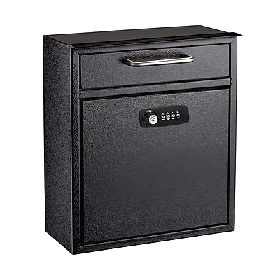 AdirOffice - Steel Combination Locking Wall Mounted Interoffice Drop Box Mailbox, Medium, (631-05-BLK-KCPK) - Black