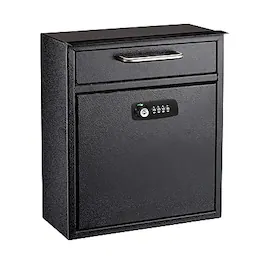 AdirOffice - Steel Combination Locking Wall Mounted Interoffice Drop Box Mailbox, Medium, (631-05-BLK-KCPK) - Black