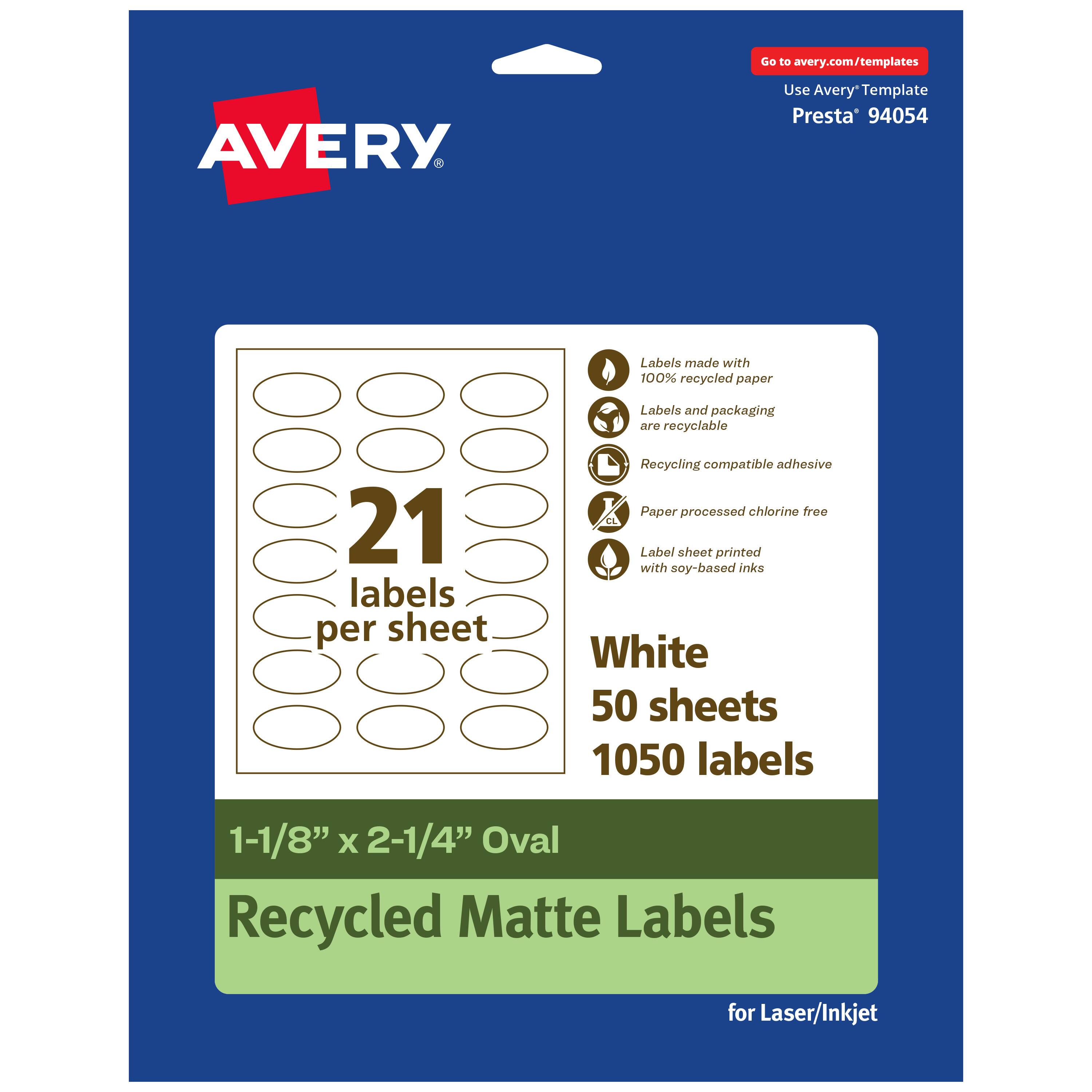 "Avery - EcoFriendly Oval Labels, 1-1/8"" x 2-1/4"", 1,050ct - White" price history on PriceWatchPro