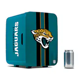 Ukonic NFL Jacksonville Jaguars 15-Can Mini Fridge 10L AC/DC Portable Refrigerator, Official Team Logo - Teal