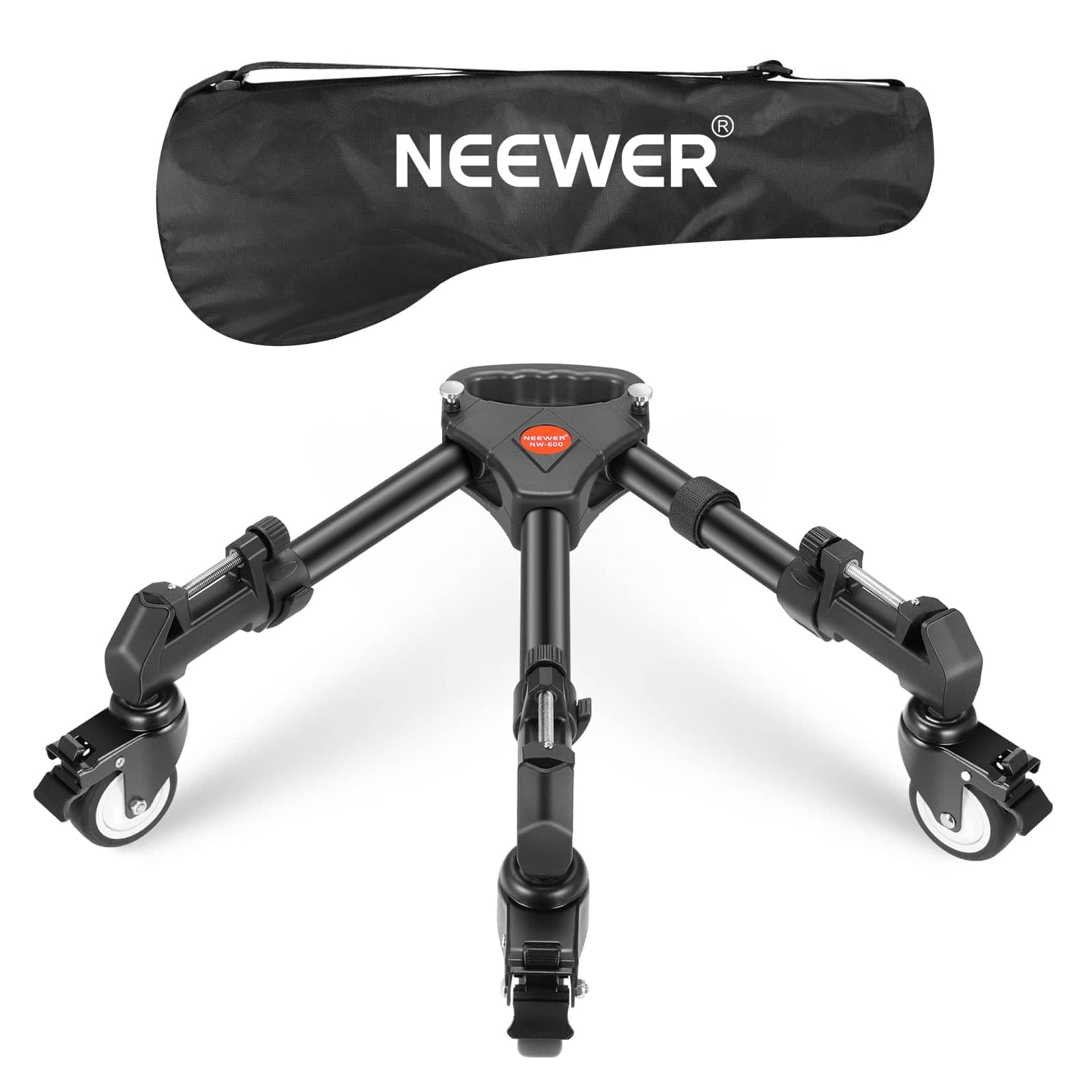 Neewer - Heavy-Duty Tripod Dolly Wheels - 50lb Capacity with 3" Rubber Wheels for Camera & Video Lights - Black