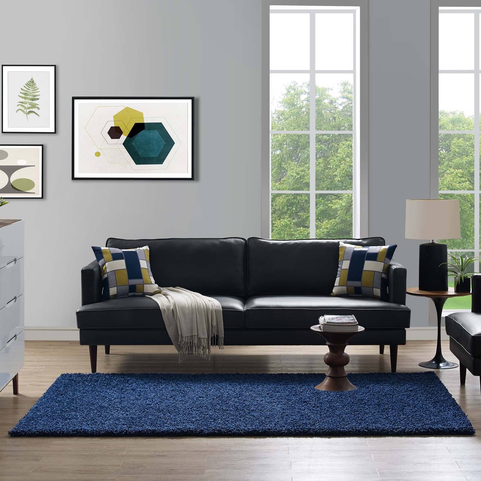 Left. Modway - Enyssa Solid Shag Area Rug - Navy.