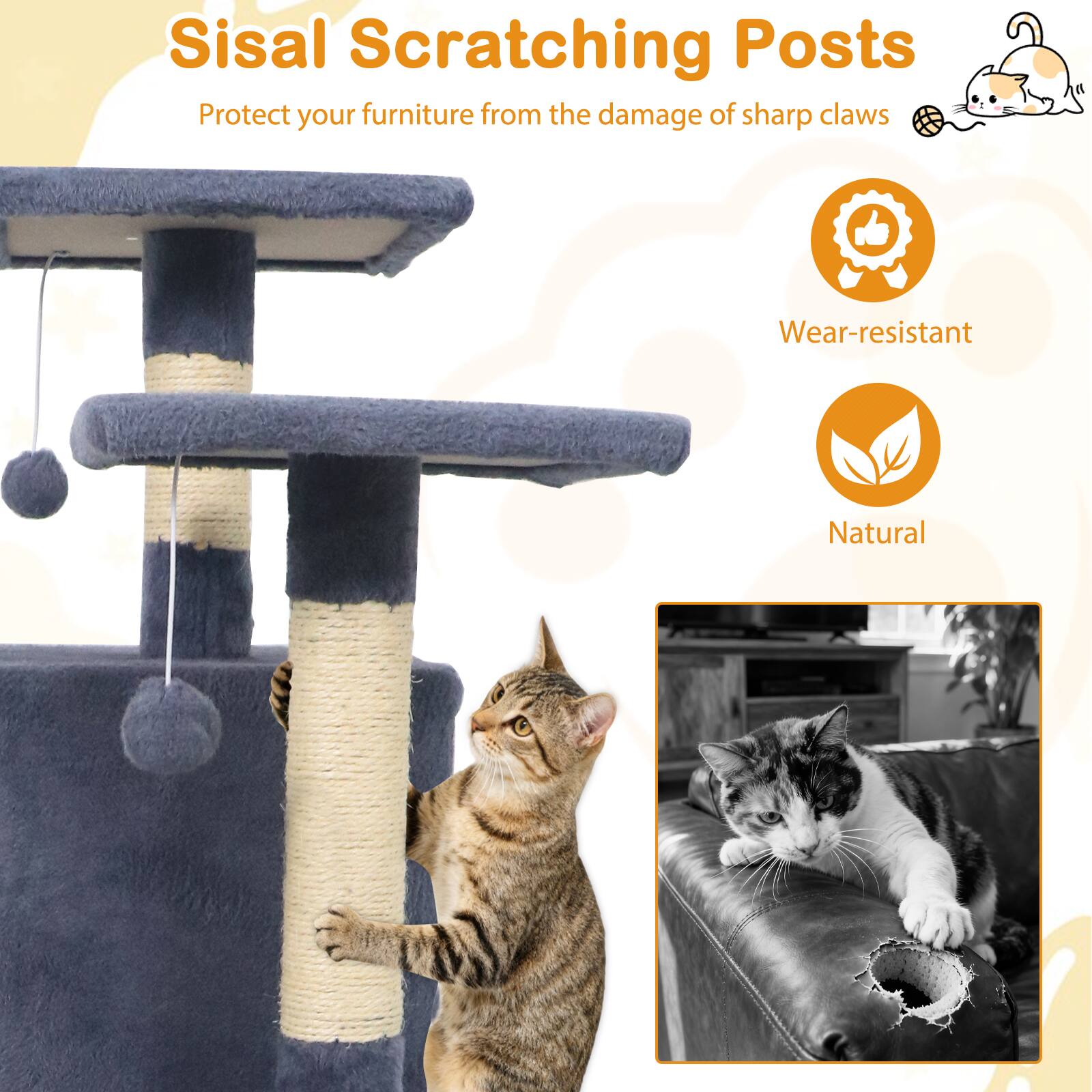 Sisal Scratching Posts  
Protect your furniture from the damage of sharp claws  

Wear-resistant  
Natural