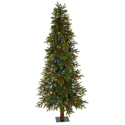 Front. BreeBe - 6' Victoria Christmas Tree 250 (MF/MC) LEDs, Berries & 415 T - Red,Green.