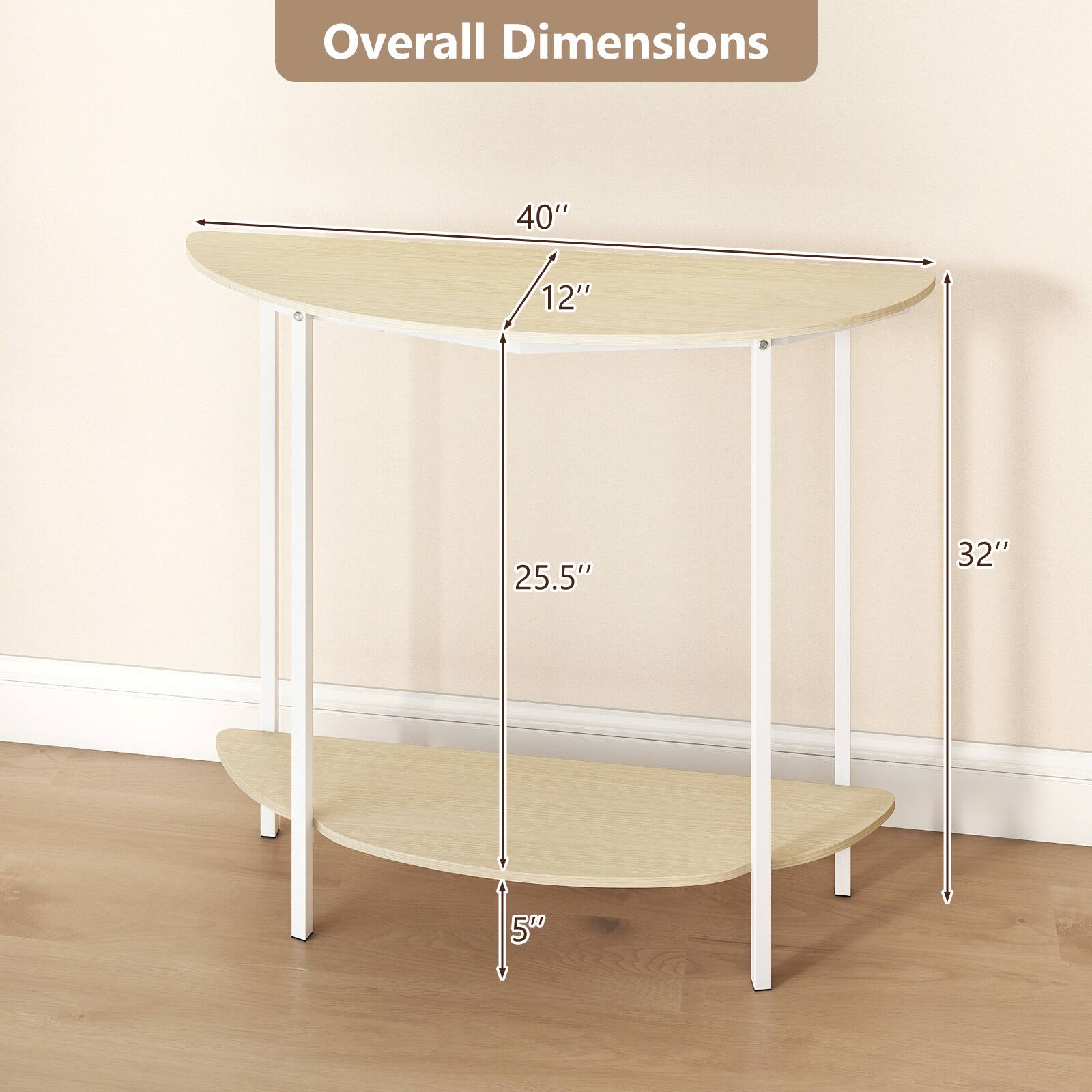 Overall Dimensions: 40" x 12" x 25.5" x 32" x 5"