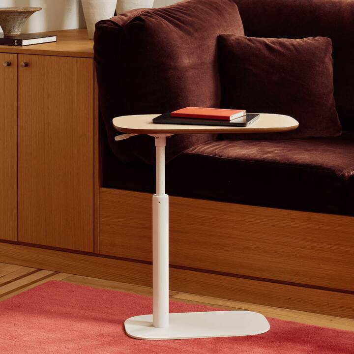 Left. Branch - Branch Personal Table – Height Adjustable, Portable Rolling C-Table, Mobile Laptop & Sofa Side Table - Woodgrain / Tofu.