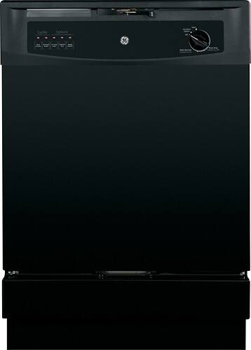 Front Standard. GE - 24" Built-In Dishwasher - Black-on-Black.