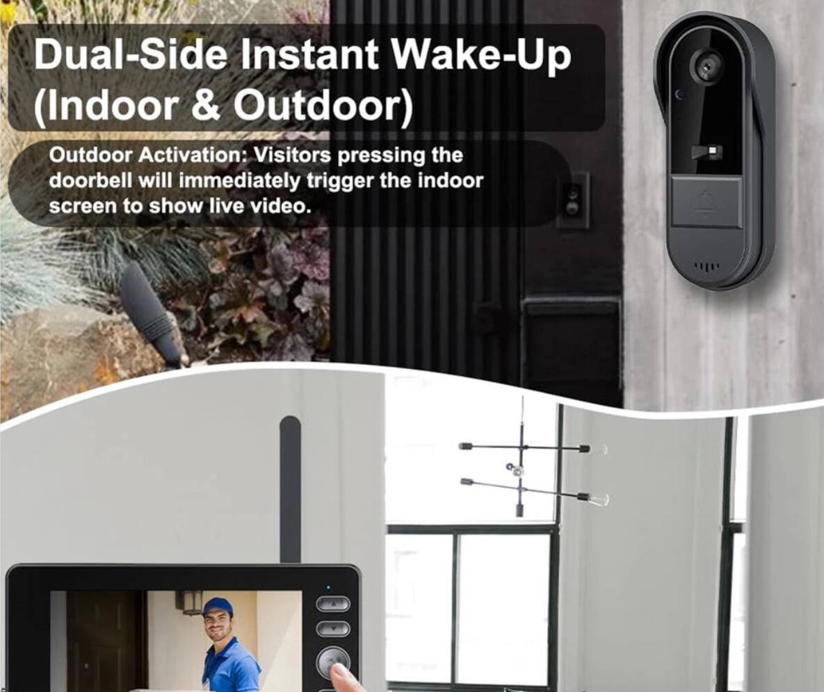 Dual-Side Instant Wake-Up (Indoor & Outdoor)

Outdoor Activation: Visitors pressing the doorbell will immediately trigger the indoor screen to show live video.