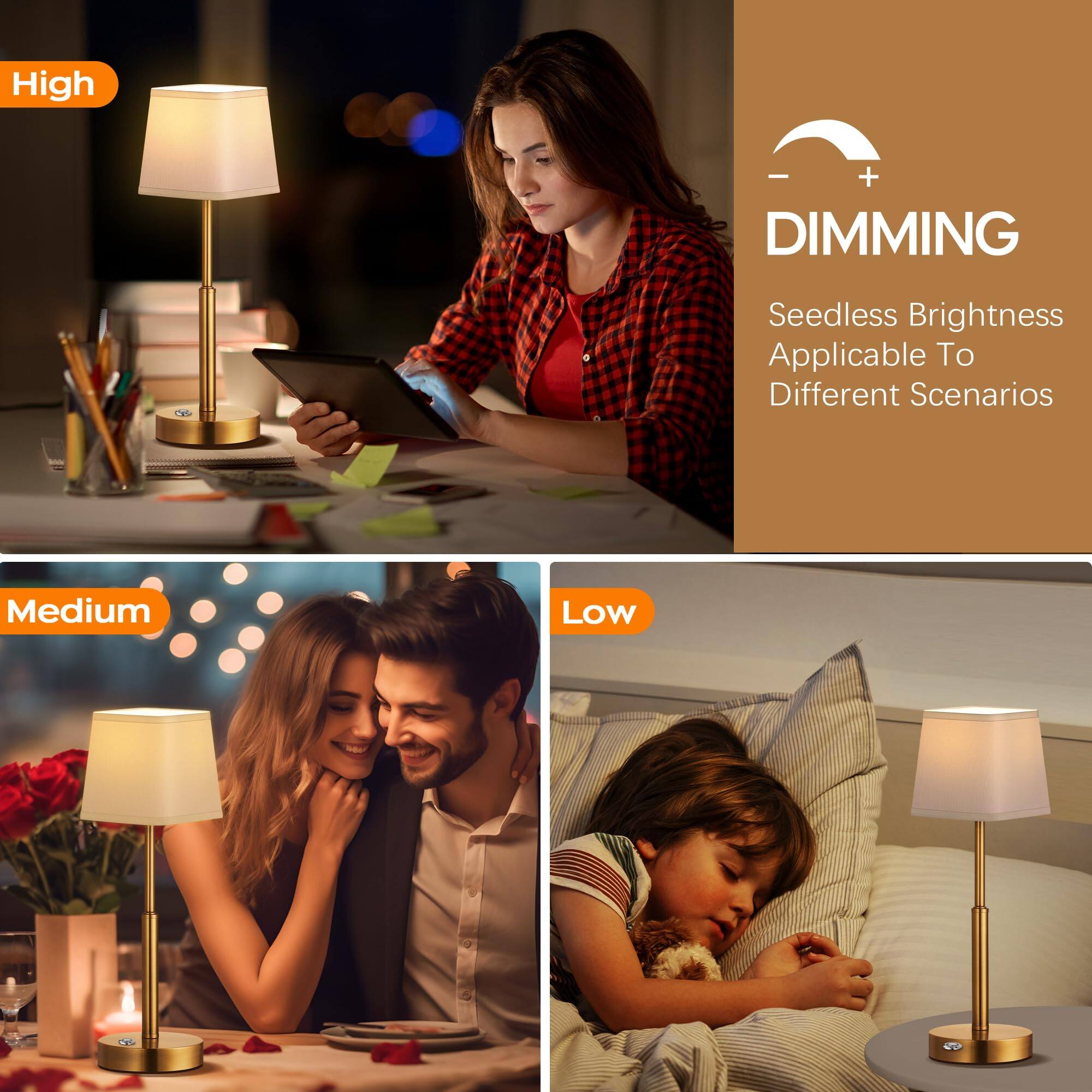 High  
DIMMING  
Seedless Brightness  
Applicable To Different Scenarios  

Medium  

Low