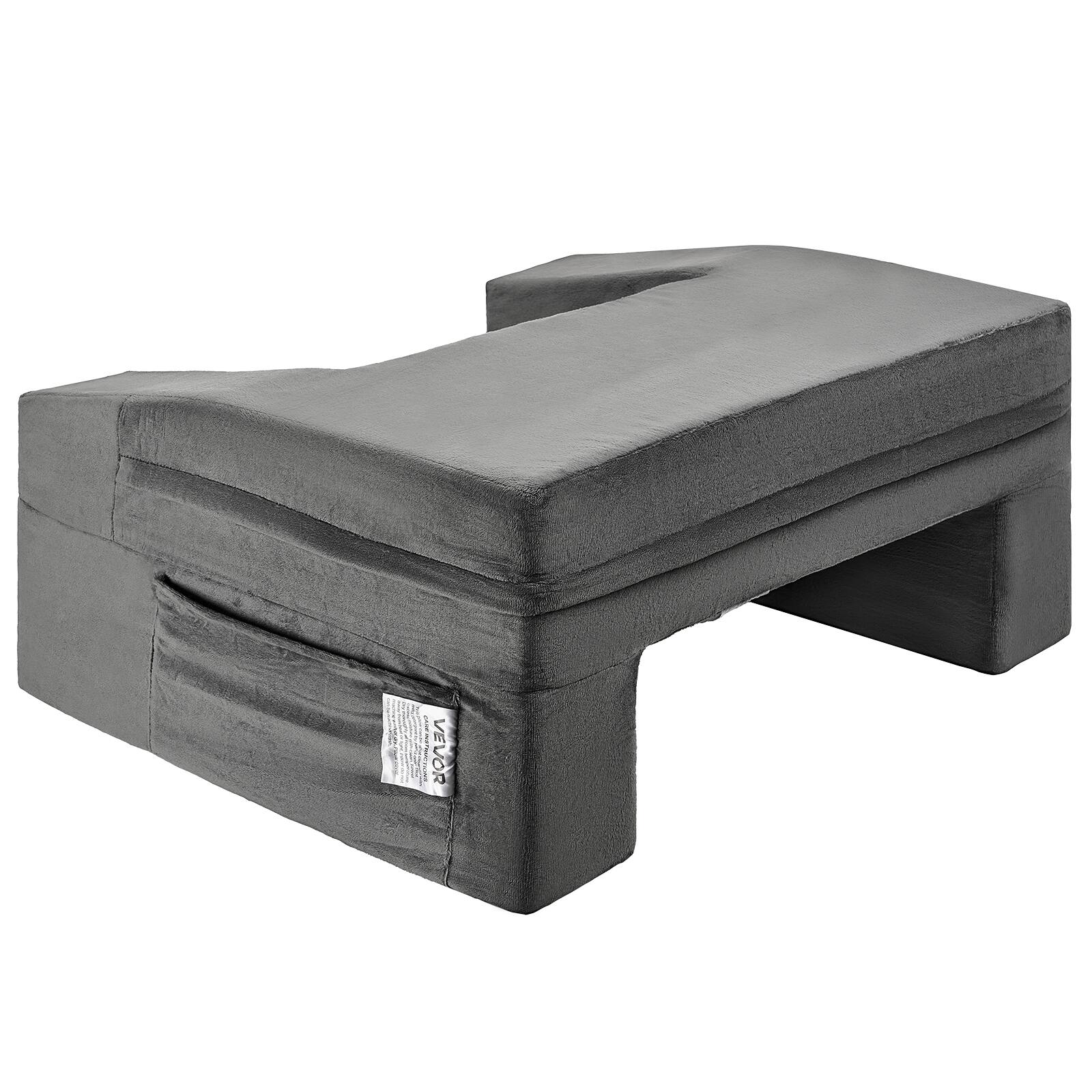 Alt View 5. VEVOR - Reading Pillow, Lap Desk Pillow with Washable Cloth, Large Bed Pillow with 2 Pockets and Cup Holder - Grey.